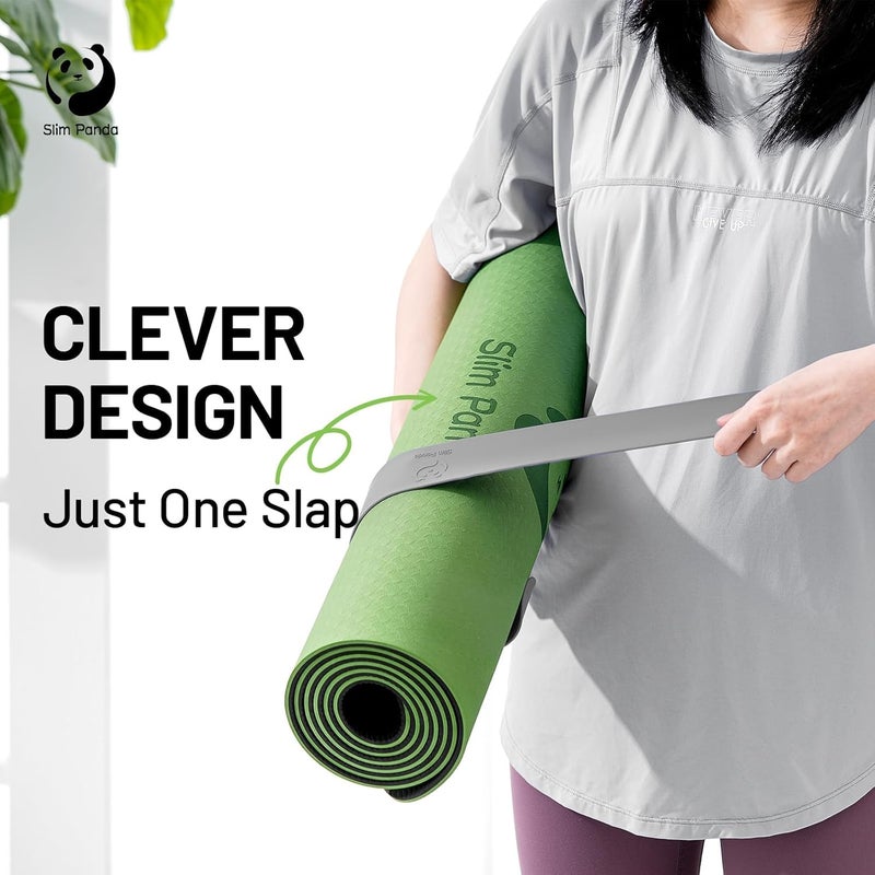 Slim Panda Yoga Mat Strap Slap Band, One Snap Keeps Mats Tightly Rolled, Heavy-Duty Clasp Fits Most Size Mats(24" L X 2" W) - Image 2